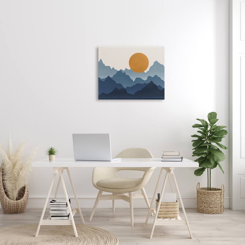 Stupell Rising Sun Jagged Layered Mountain Range Peaks Canvas Wall Art, Design by JJ Design House LLC