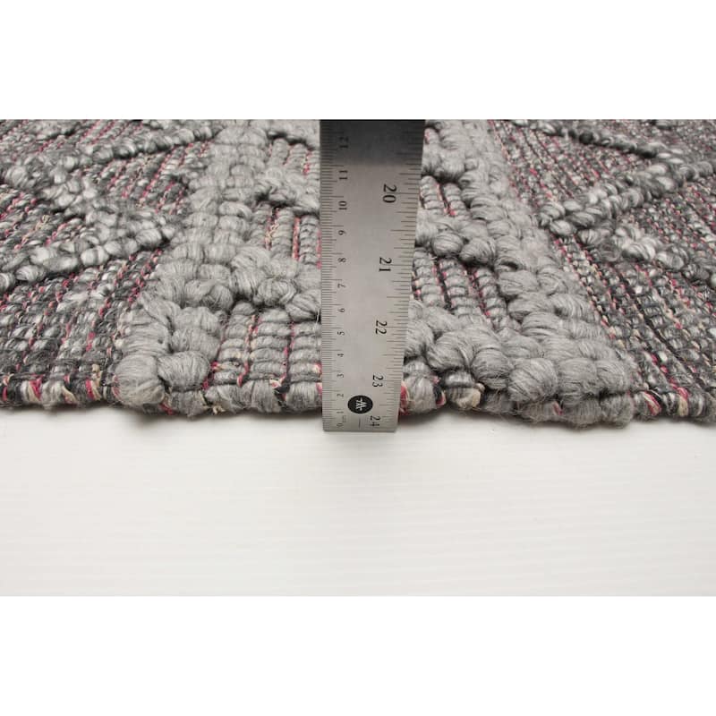 ECARPETGALLERY Braid weave Sienna Grey Wool Rug - 5'1 x 8'0