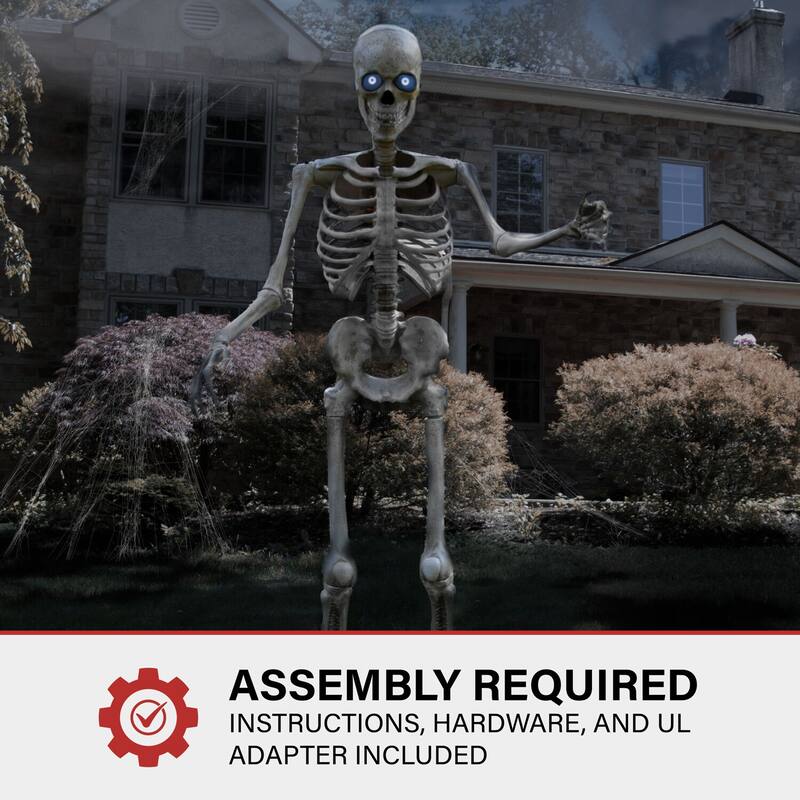Haunted Hill Farm 8-Ft. Tall Bones McNeely the Towering Skeleton, Premium Talking Halloween Animatronic, Plug-In