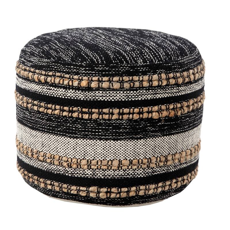 HomeRoots 18" x 18" x 14" " Black Pouff