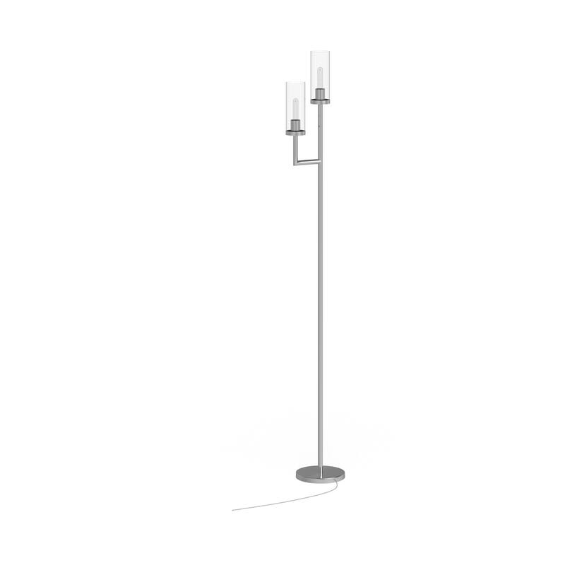 Banta Metal and Glass Double Torchiere Floor Lamp