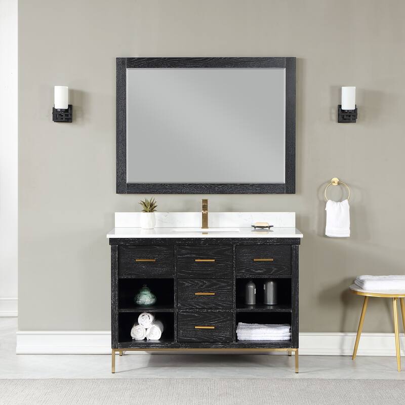 Altair Kesia Bathroom Vanity with Composite Stone Countertop with Mirror