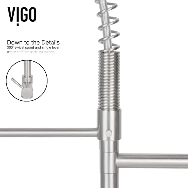 VIGO Zurich 27" H Single Handle Pull-Down Sprayer Kitchen Faucet