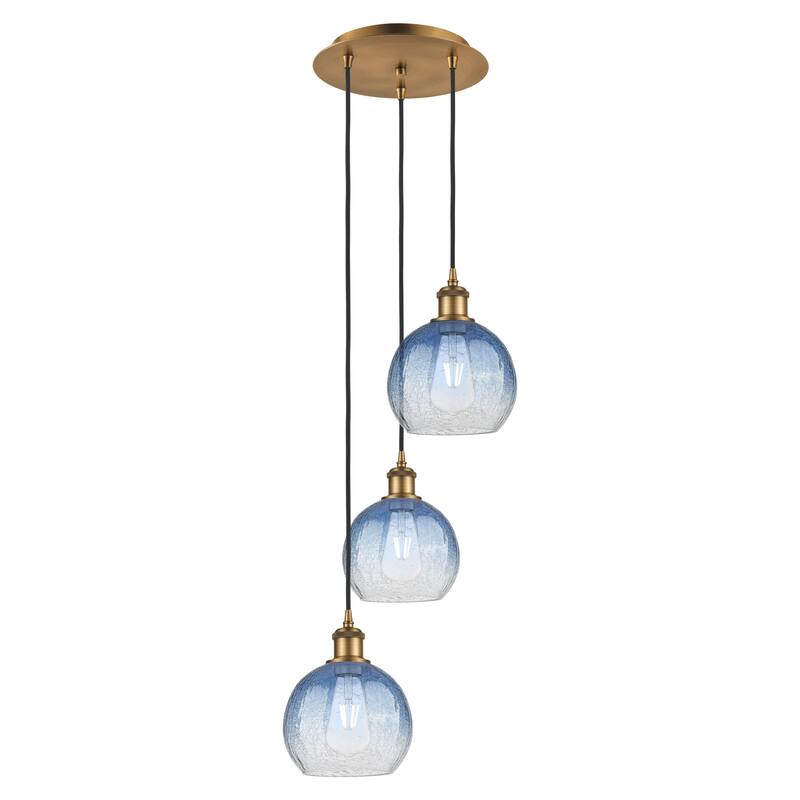 Innovations Lighting Endless Possibilities Ballston - Brookhaven Globe - 3 Light 14" Cord Hung Multi Pendant - Brushed Brass/Sapphire Blue