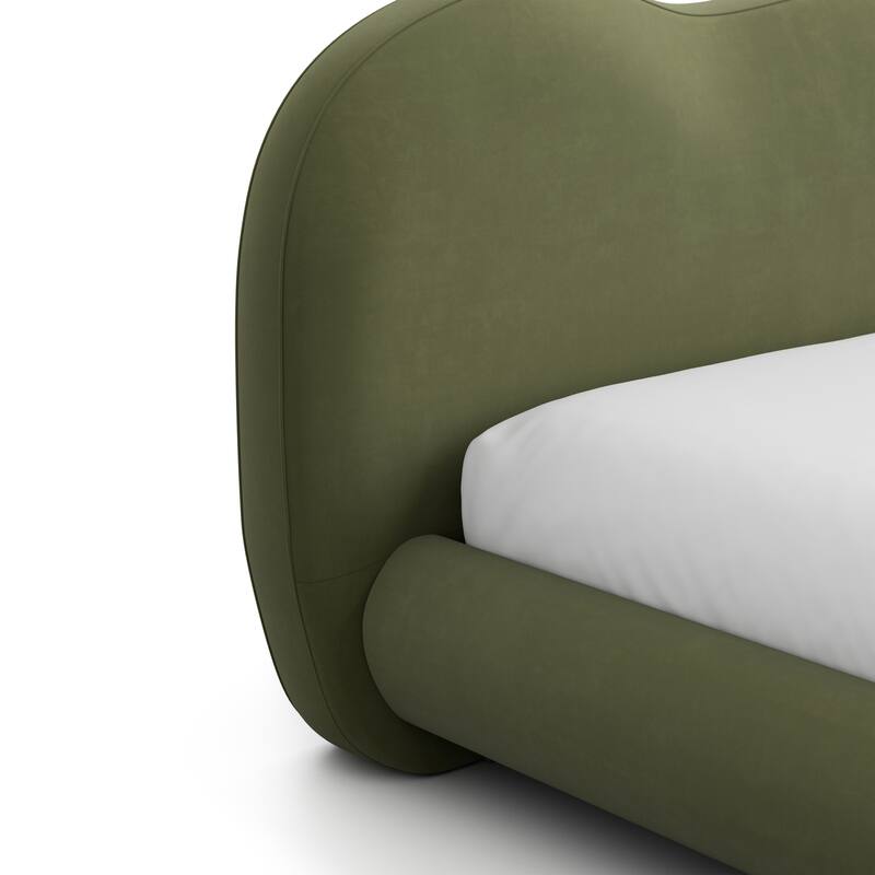 Furniture of America Nilo Modern Fabric Upholstered Platform Bed with Curved Headboard