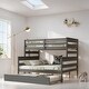 preview thumbnail 2 of 6, Twin over Full Bunk Bed with Twin Size Trundle, Wooden Bed with Safety Full Length Guardrail for Bedroom, Gray