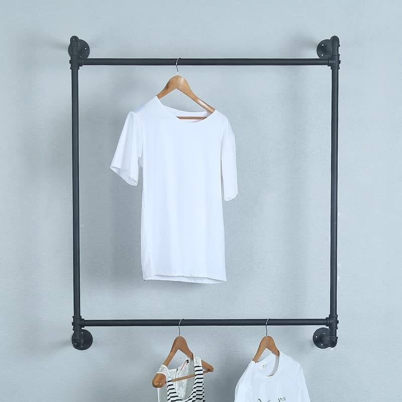 Industrial Pipe Clothing Rack Wall Mounted