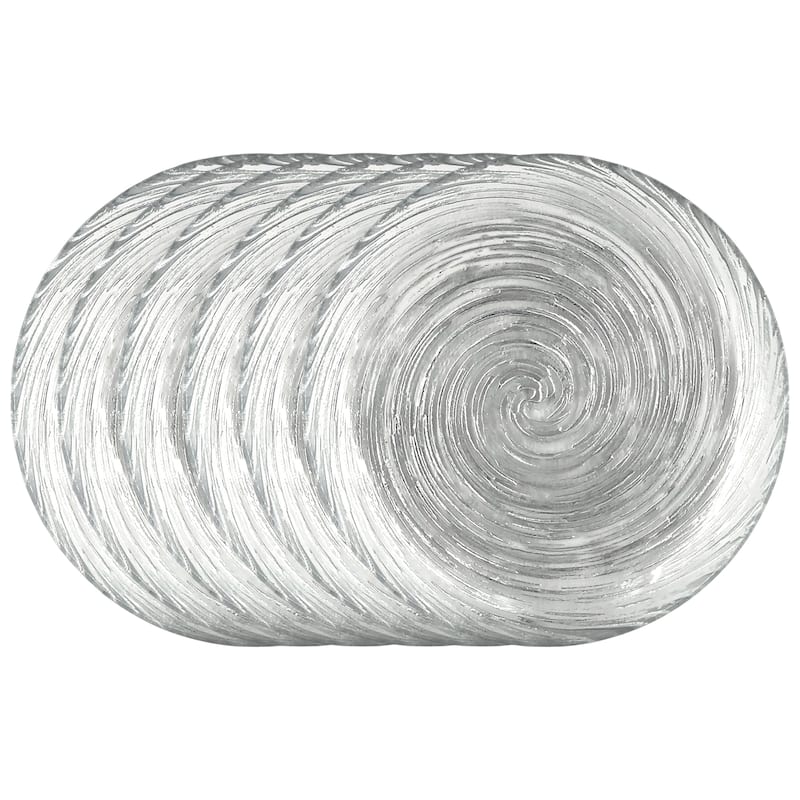 Versatile Glass Salad Plates with Vortex Pattern Perfect for Everyday Meals and Special Events - Set-6 - Silver
