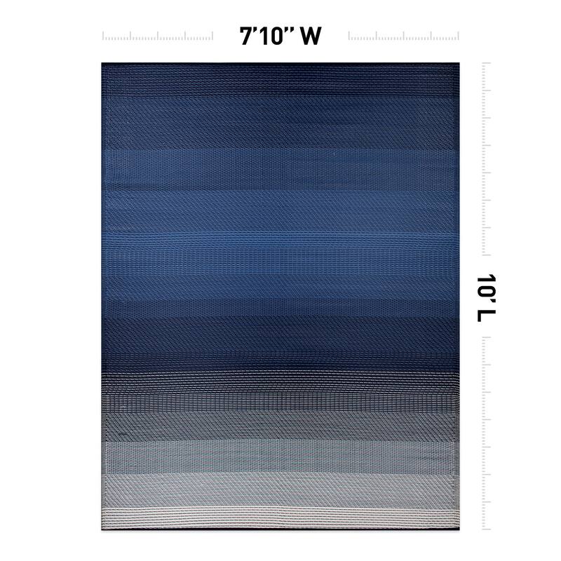 World Rug Gallery Contemporary Stripe Shade Geometric Reversible Recycled Plastic Outdoor Rugs