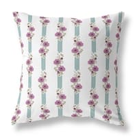 White And Pink Floral Luminosity Indoor/Outdoor Throw Pillow Zipper ...