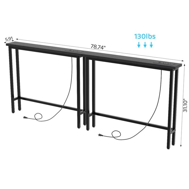 VINGLI 2-piece Set Triamine + Iron 200 * 15 * 79cm with Power Strip Foyer Table