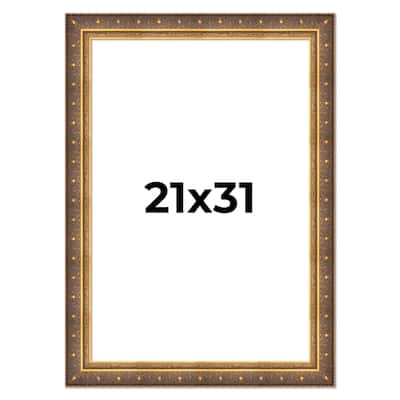 21x31 Frame Vintage Gold Solid Wood Picture Frame | 2.5 Inch Moulding