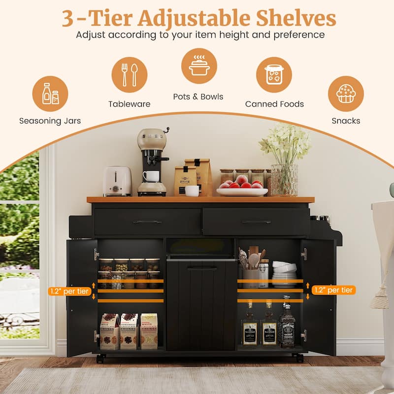 Costway Rolling Kitchen Island Kitchen Cart with Tilt-out Trash - See Details