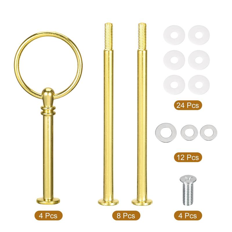 4 Set 3-Tier Cupcake Stand Hardware Fittings for Cake Stand, Gold