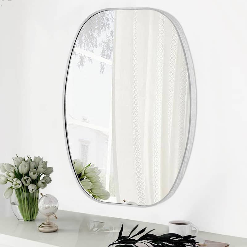 Oval Wall Mirror Bathroom Mirror for Over Sink - 20"X30" - Silver