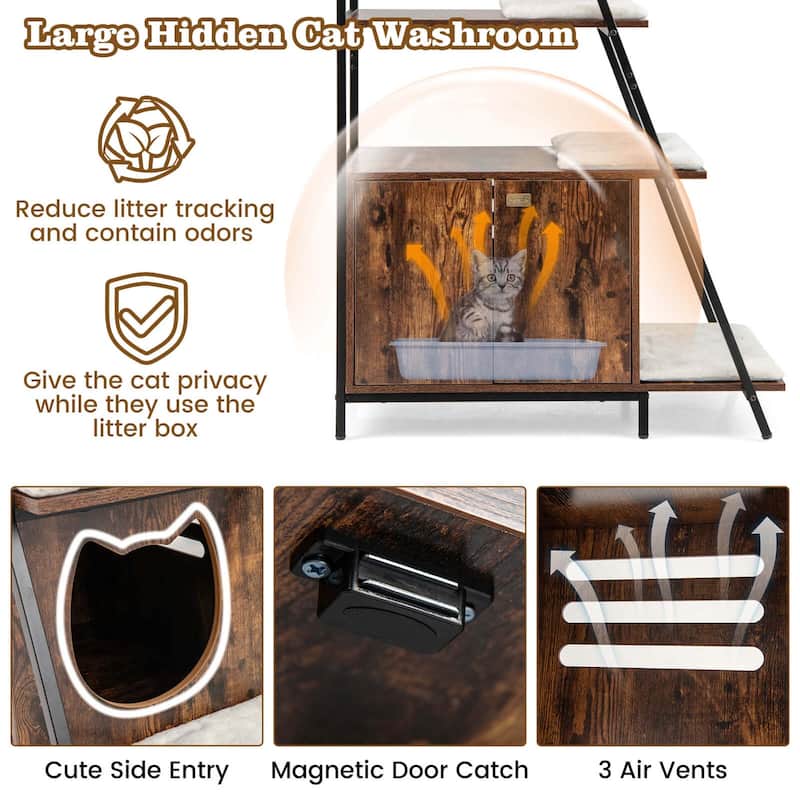 Costway Large Cat Litter Box Enclosure 2-in-1 Hidden Cat Washroom - See Details