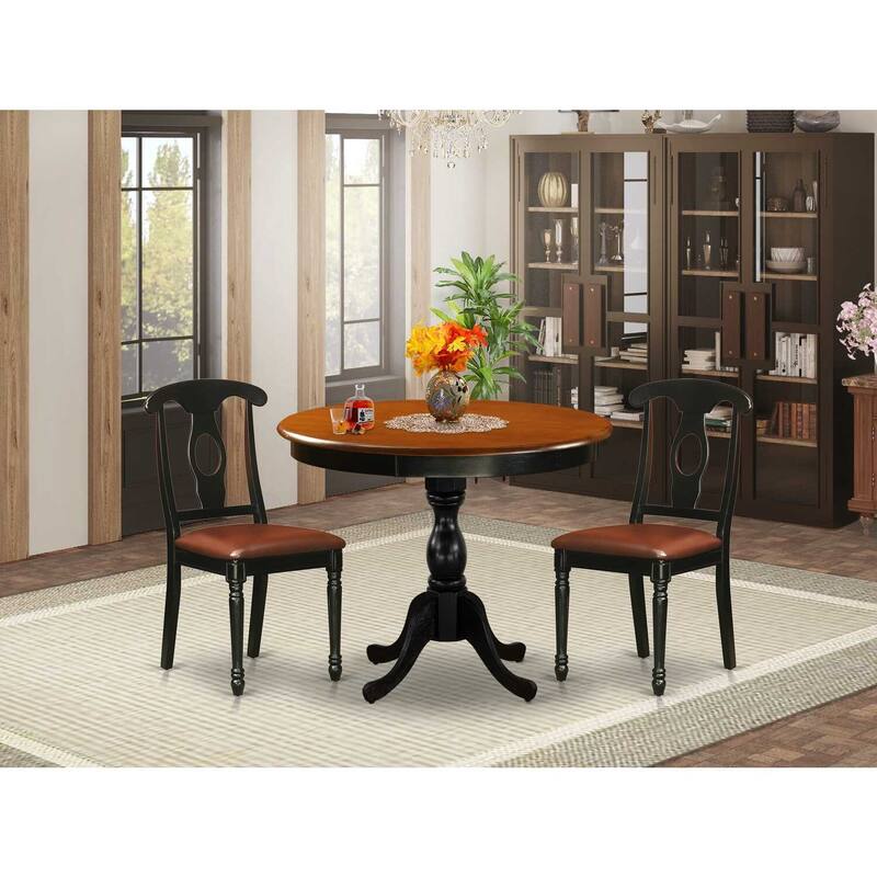 3-Piece Black and Cherry Finish Solid Wood Top - Dining Room Set - Seats-4