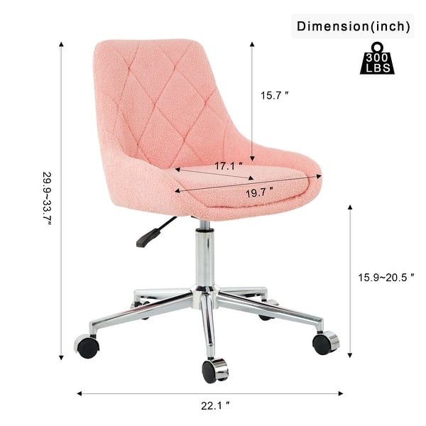 dimension image slide 2 of 5, Modern Teddy Fleece Fabric with Metal Legs with Lift Adjustment, Swivel Office Chair