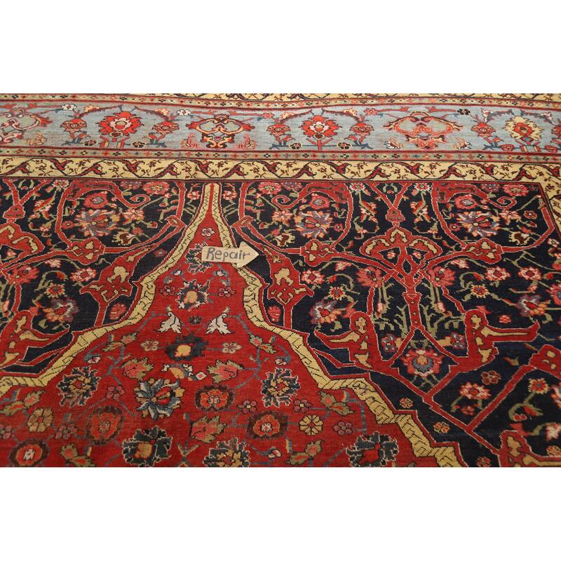 Hand Knotted Oriental 100% Wool Carpet Traditional Floral Red Bidjar Area Rug - 18' 11'' X 11' 7''