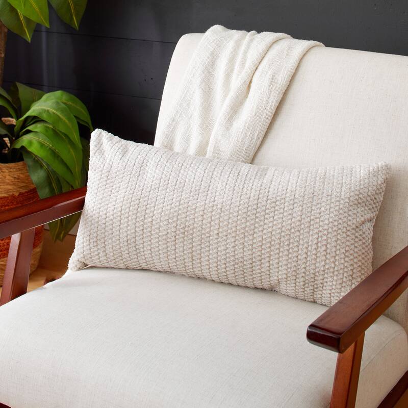 Sorra Home Velvet Shimmer Single Indoor Textured Knife Edge Lumbar Pillow - 12 in x 18 in - Sutherland Peyote
