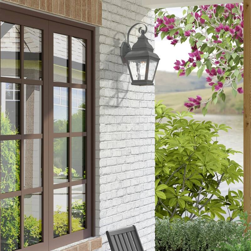 Livex Lighting 1-light Black Outdoor Wall Lantern, 2601-61 - 6.5" W x 15.5" H x 8" Ext.