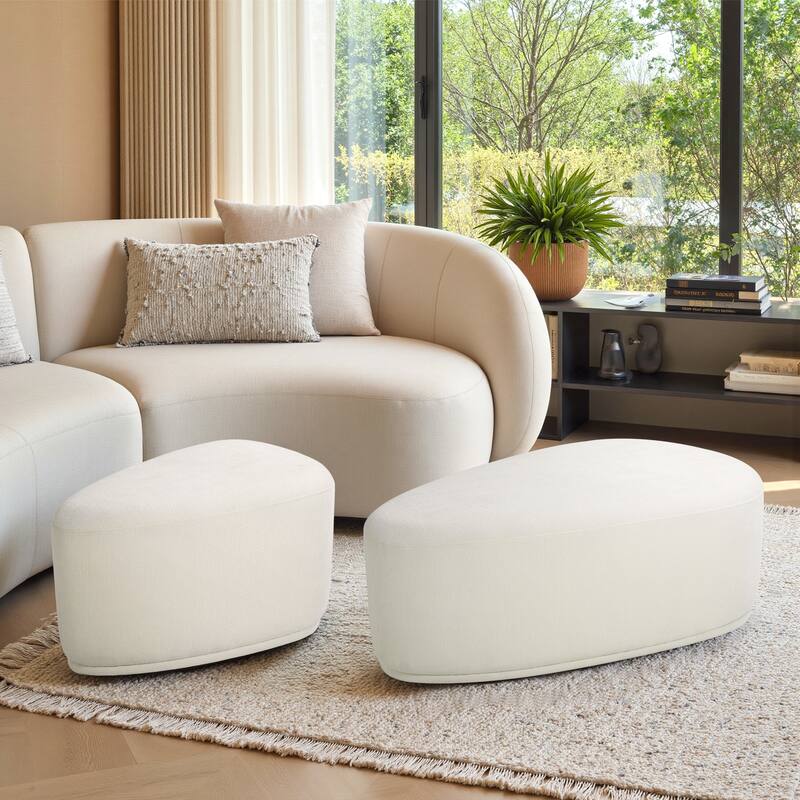 Leon 26" & 43" W Chenille Triangle Cocktail Ottoman Set