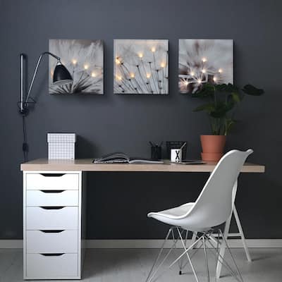 Dandelion Gallery-Wrapped Canvas Prints with Lights (Set of 3)