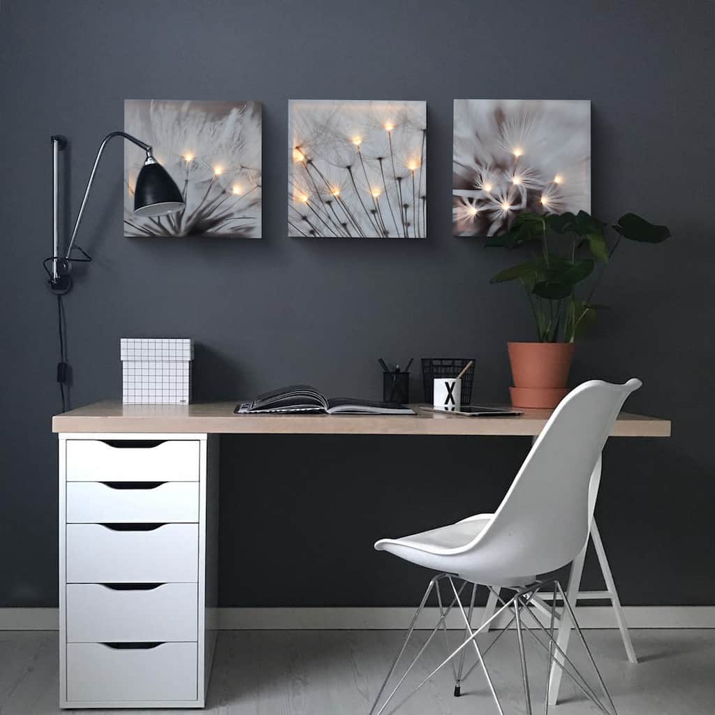Dandelion Gallery-Wrapped Canvas Prints with Lights (Set of 3)