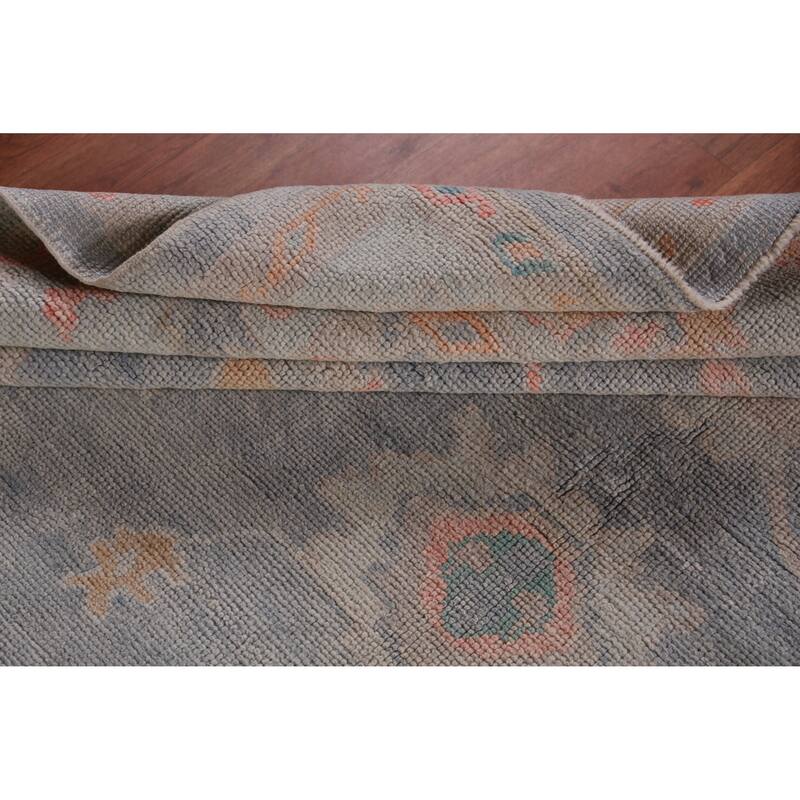 Hand Knotted Oriental 100% Wool Carpet Transitional All-Over Navy Blue & Blues Oushak Area Rug - 9' 4'' X 8' 1''