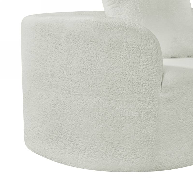Curved Chaise Lounge with L-shape Back Arm, Pearl Upholstery Sectional Sofa Set with 4 Pillows for Living Room Sleeper Couch