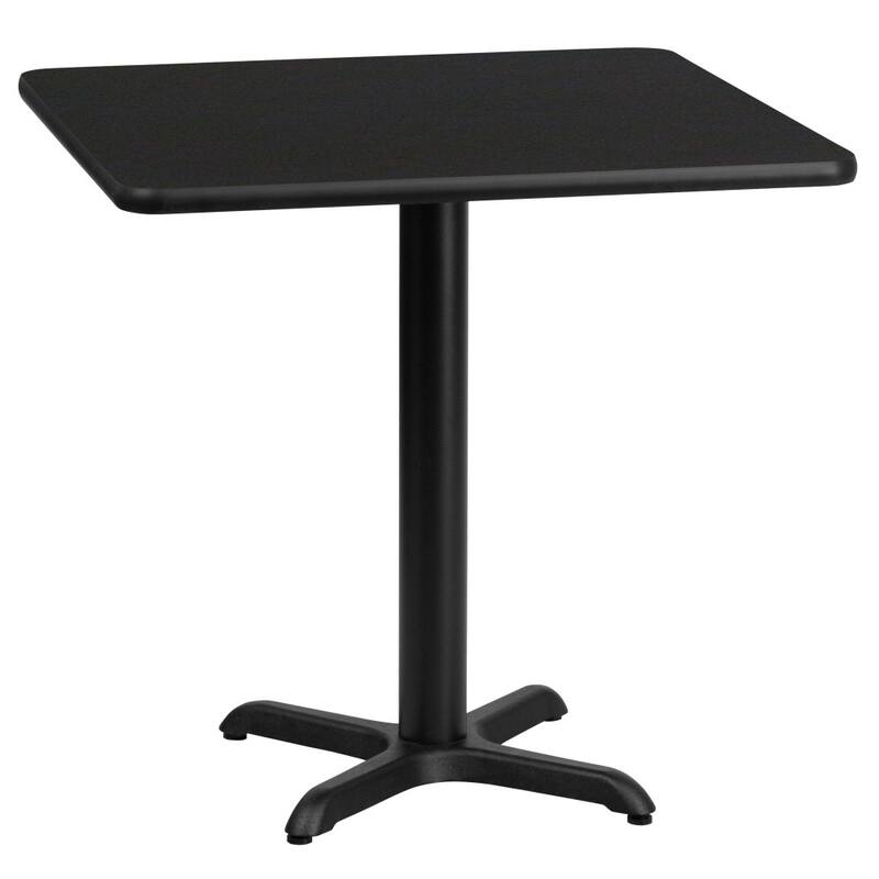 24'' Square Laminate Table Top with 22'' x 22'' Table Height Base - 24"W x 24"D x 31.125"H - 24"W x 24"D x 31.125"H - Black
