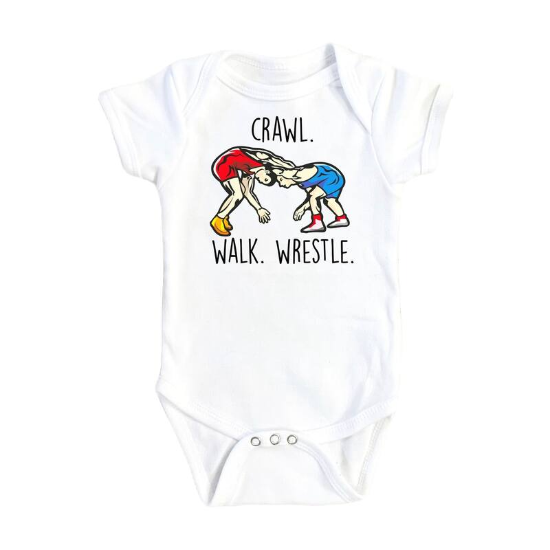 Wrestling - Baby Boy Girl Clothes Infant Bodysuit Funny Cute Newborn 1B - White - 6-9M