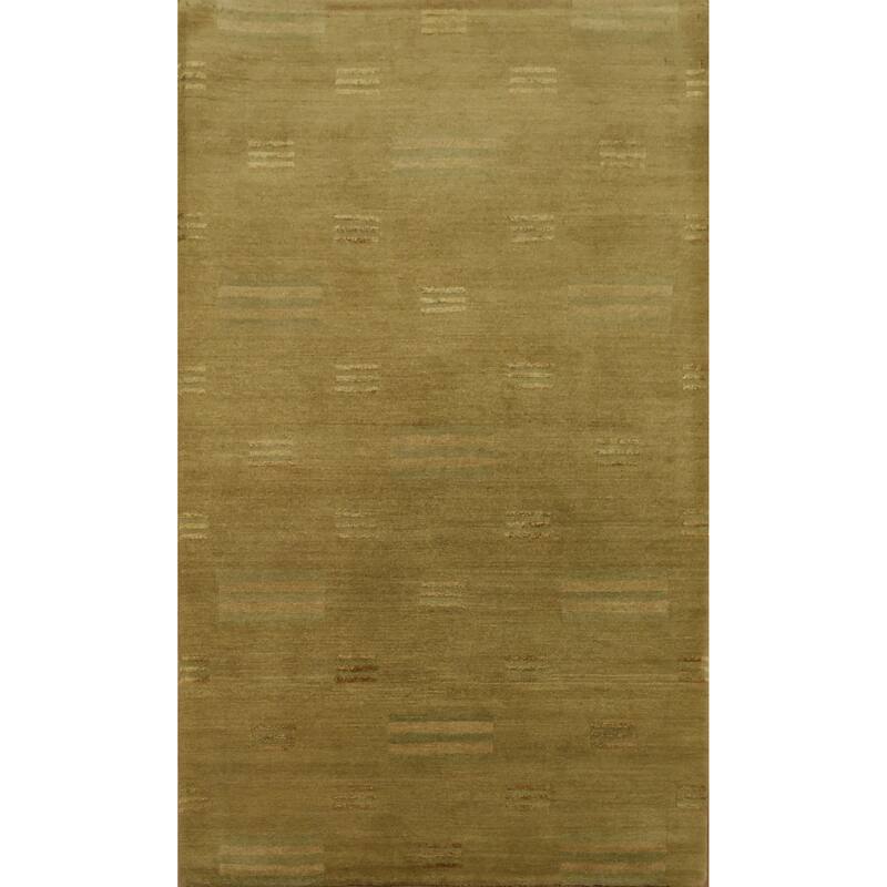 Hand Knotted Oriental 100% Wool Carpet Modern Abstract Beige & Ivories Nepalese Area Rug - 5' 0'' X 3' 0''