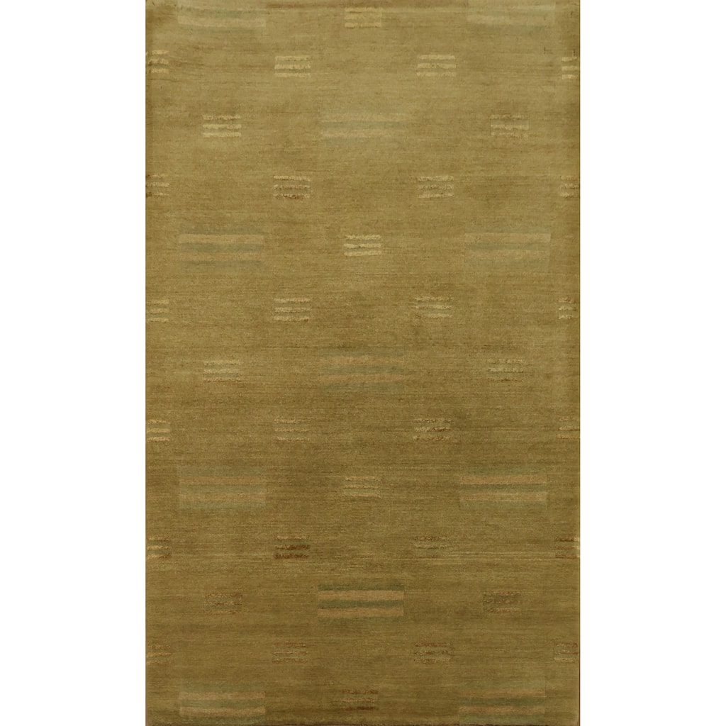 Hand Knotted Oriental 100% Wool Carpet Modern Abstract Beige & Ivories Nepalese Area Rug - 5' 0'' X 3' 0''