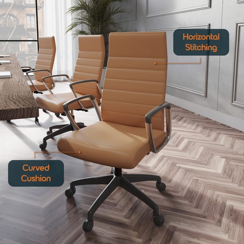 Hilton Modern High Back Ergonomic Leather Office Chair with Adjustable Height, Swivel, and Tilt for Conference or Executive Desk
