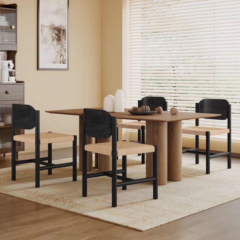 Christopher Knight Home - Sage Boho Acacia Wood Dining Chair - 4 Piece - Black