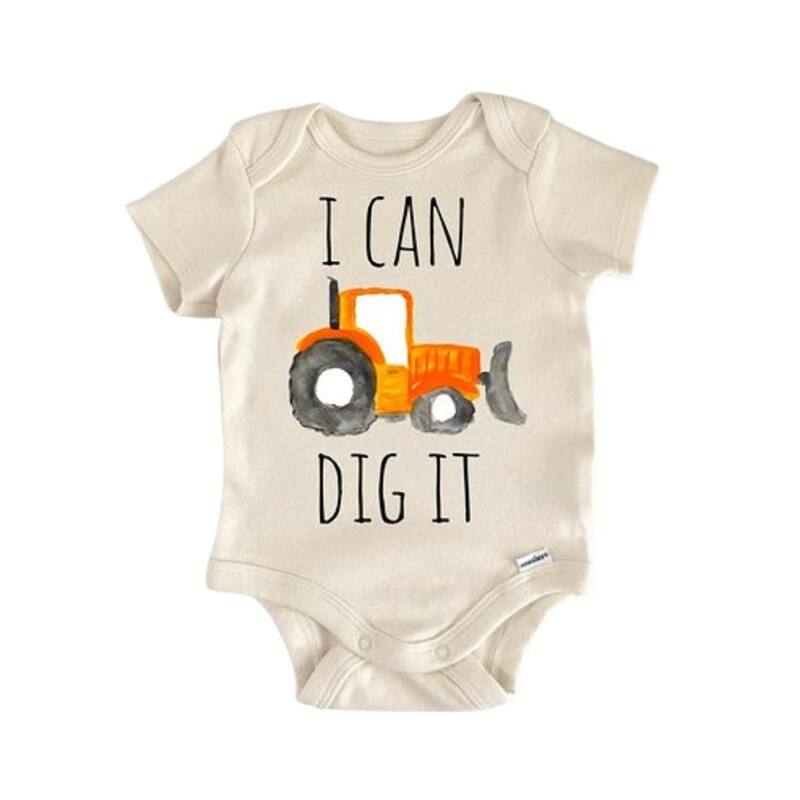 Bulldozer Excavator Construction - Baby Boy Girl Clothes Infant Bodysuit Funny Cute - Pink - 0-3M