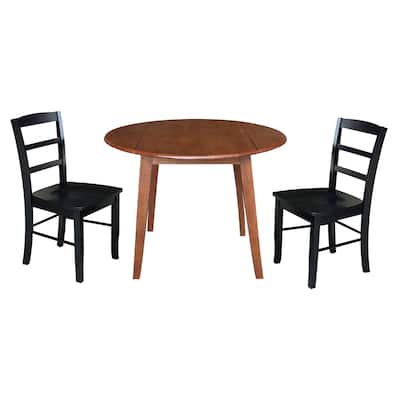 42" Round Dual Drop Leaf Table with Dining Chairs - Distressed Oak/Black
