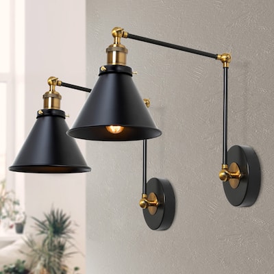 Carbon Loft Black Adjustable 1-Light Swing Arm Light Wall Sconces Lamp