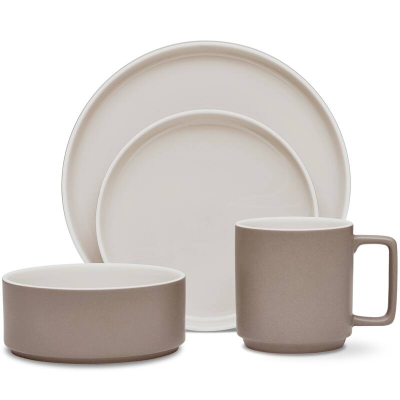 Noritake ColorTrio 4-Piece Stax Place Setting, Service for 1 - Clay