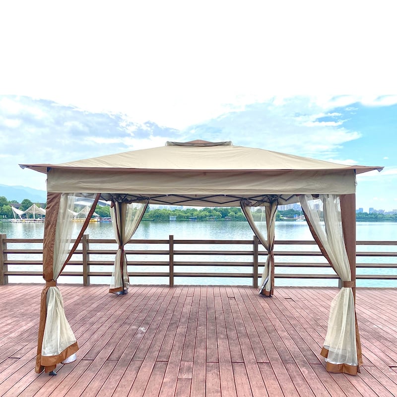 Gazebo with Removable Zipper Netting, 2-Tier Soft Top Event Tent