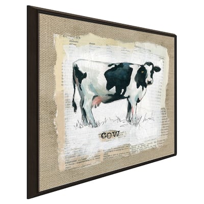 "Burlap Cow" by Carol Robinson Print on Floating Canvas