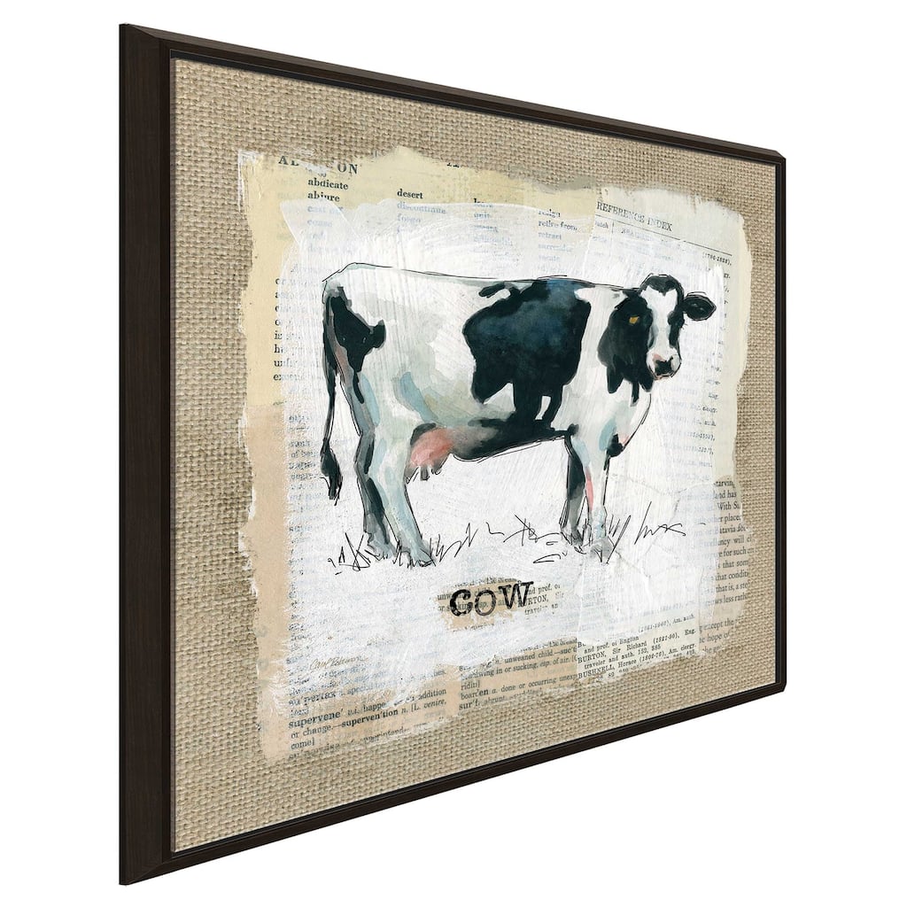 "Burlap Cow" by Carol Robinson Print on Floating Canvas