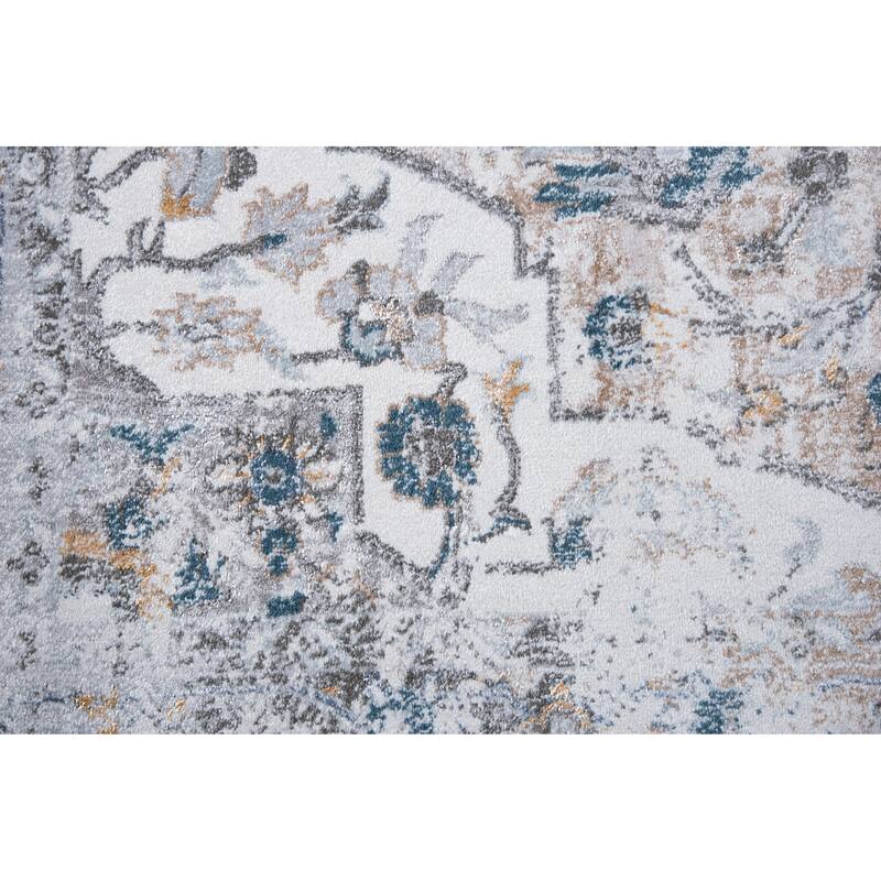 Alora Decor Lavish Rustic Blue Polypropylene/Polyester Area Rug