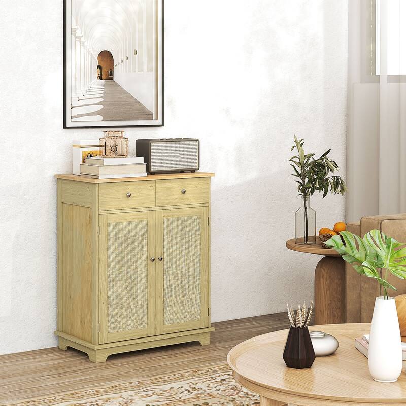 Modern Kitchen Storage Cabinet, Coffee Bar Cabinet with 2 Drawers, Doors and Adjustable Shelf