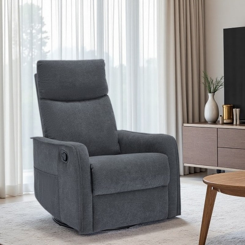 Fabric Recliner Chair with Heat, Massage, 360° Swivel Base, Adjustable Backrest, and Lumbar Support for Living Room Comfort