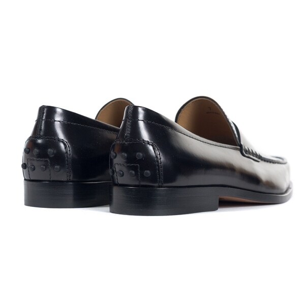 tod's black leather loafers