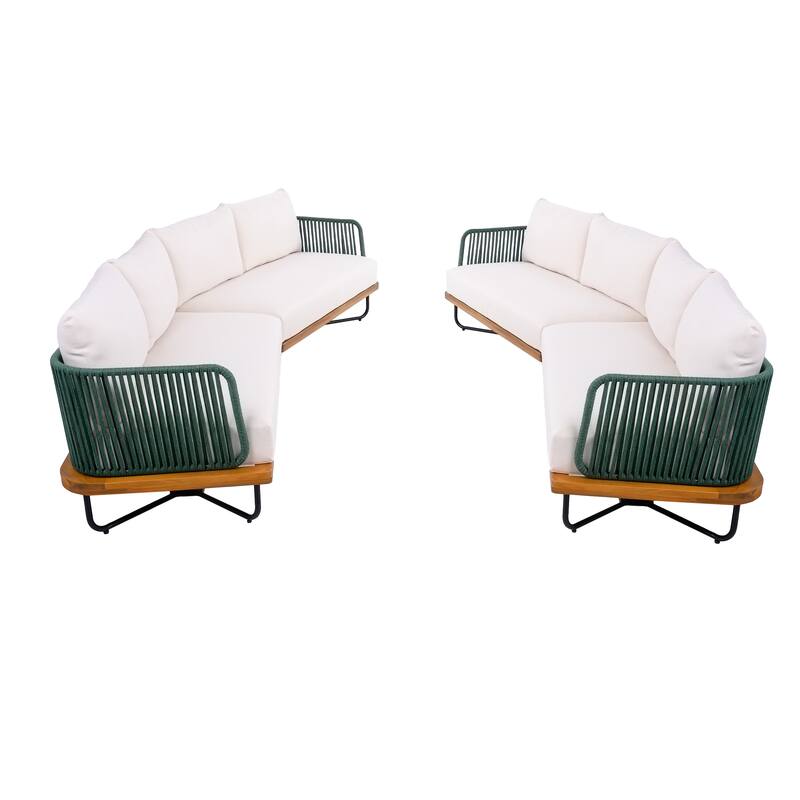 Christopher Knight Home - Evelyn Patio Outdoor Acacia Wood Rope Sofa Set