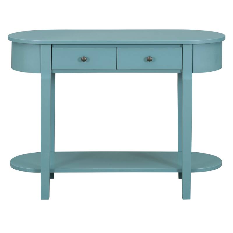Elegant Retro Console Table with Curved Design and Smooth Glaze for Entryways, Living Rooms and hallways