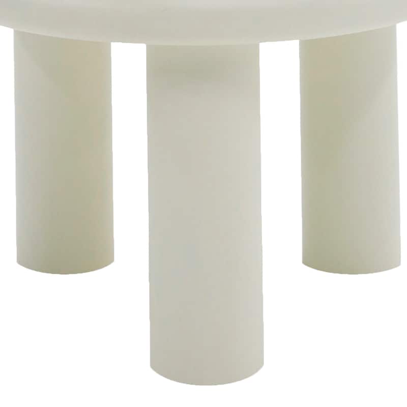 Cid Finley 20 Inch Side End Table, Round Tiered Design, White Gloss Wood